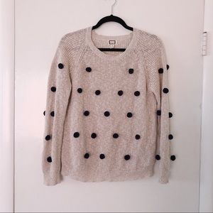 Cream and navy Pom sweater